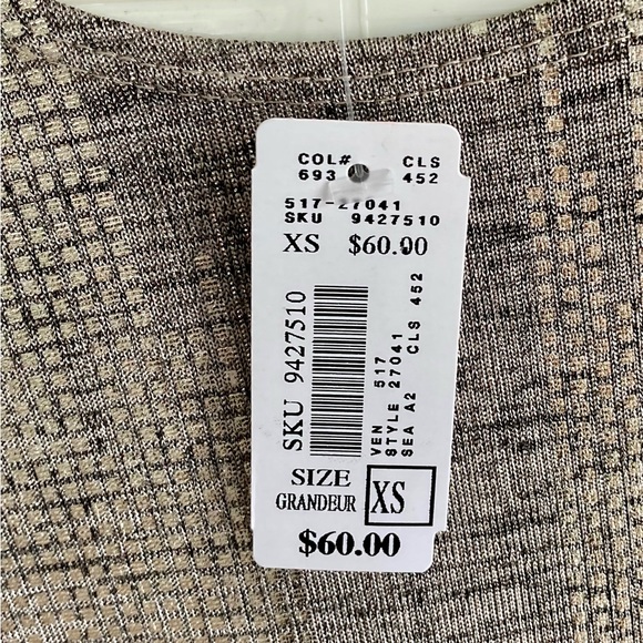 🆕 MANDEE Black/Tan w Silvery-Gold Pattern Crew Neck, Dolman  Sleeve Top XS NWT - Picture 9 of 9